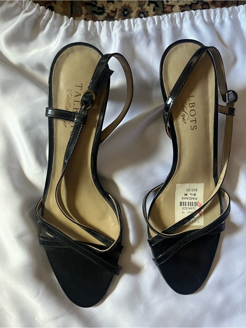 Talbots Black Strappy Slingback Heels